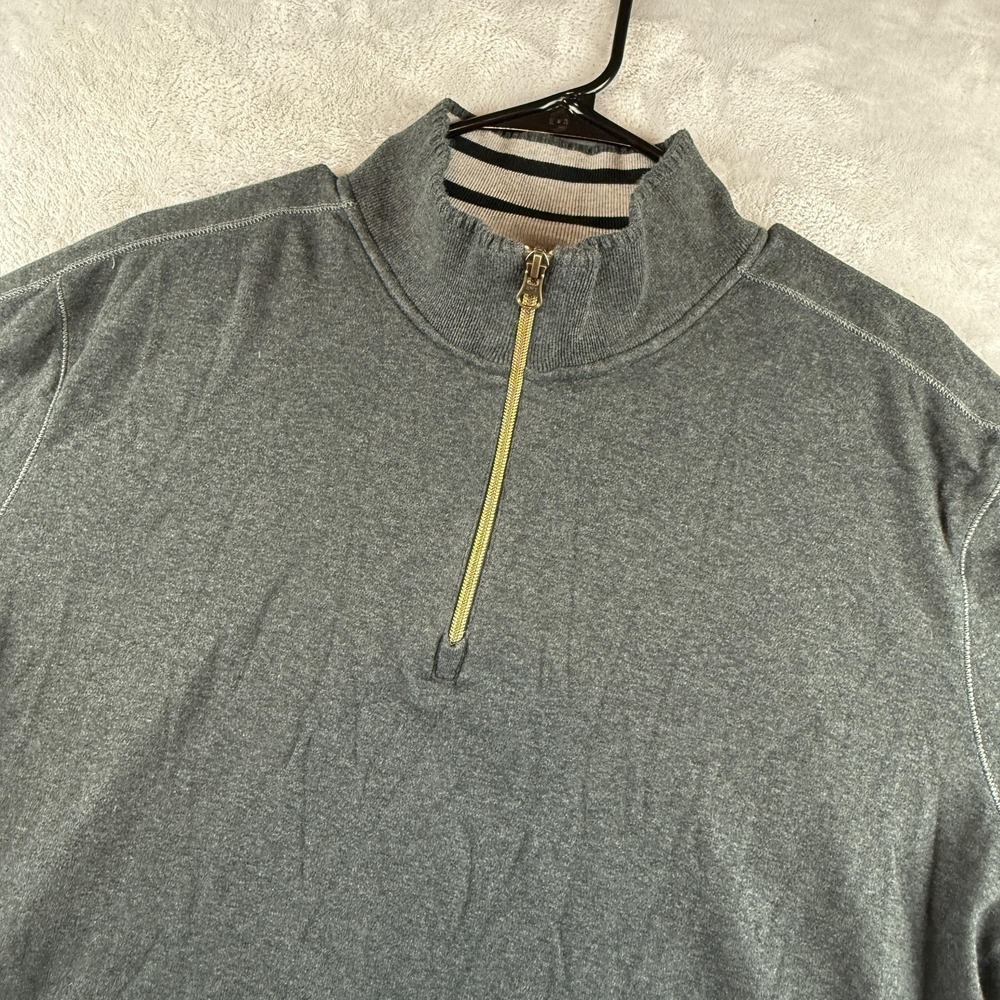 Robert Graham Pullover Sweater Mens XL Gray Half Zip Sweatshirt Mock Neck